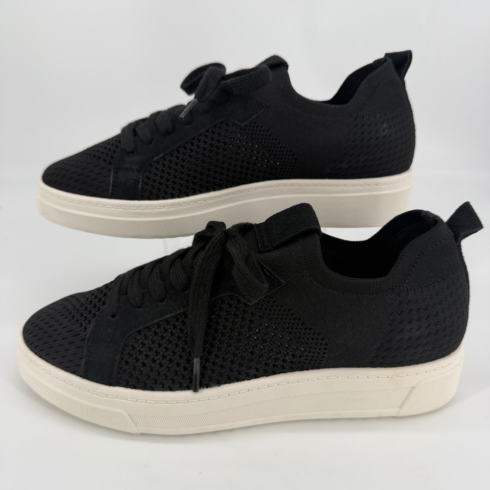 White Mountain W36720 Womens Black Knit Platform Sneakers Size 9 Low Top Shoes